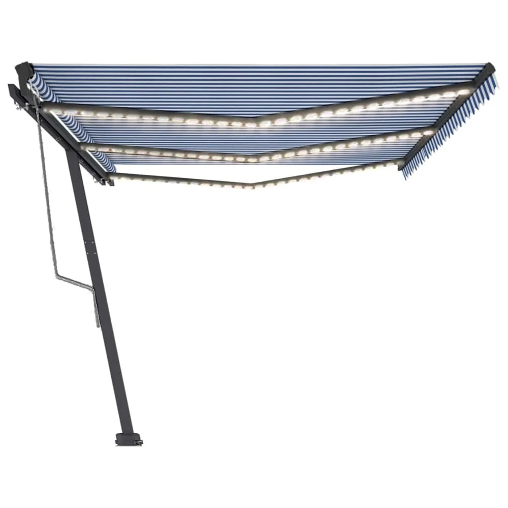 VIDAXL Auvent Automatique Capteur De Vent/led 600x300 Cm Bleu Et Blanc 6 VIDAXL Auvent Automatique Capteur De Vent/led 600x300 Cm Bleu Et Blanc – Image 4