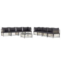 VIDAXL Salon De Jardin 9 Pcs Avec Coussins Anthracite Résine Tressée -Promos Le Jardin Vivant Magasin 6480d298741754.26093739