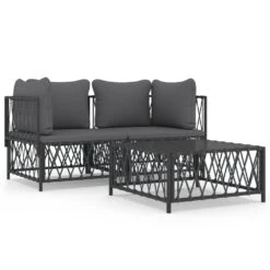 VIDAXL Salon De Jardin Avec Coussins 3 Pcs Anthracite Acier