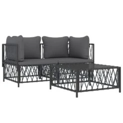 VIDAXL Salon De Jardin Avec Coussins 3 Pcs Anthracite Acier -Promos Le Jardin Vivant Magasin 6480d2ac0a34d7.60386037