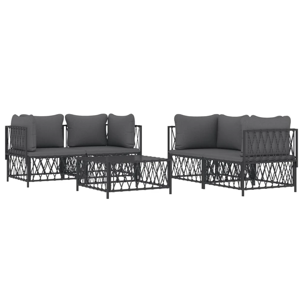 VIDAXL Salon De Jardin Avec Coussins 5 Pcs Anthracite Acier 5 VIDAXL Salon De Jardin Avec Coussins 5 Pcs Anthracite Acier – Image 3