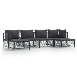 VIDAXL Salon De Jardin Avec Coussins 6 Pcs Anthracite Acier