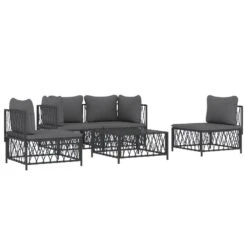 VIDAXL Salon De Jardin Avec Coussins 5 Pcs Anthracite Acier -Promos Le Jardin Vivant Magasin 6480d2f750f005.80959884