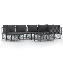 VIDAXL Salon De Jardin 7 Pcs Avec Coussins Anthracite Acier