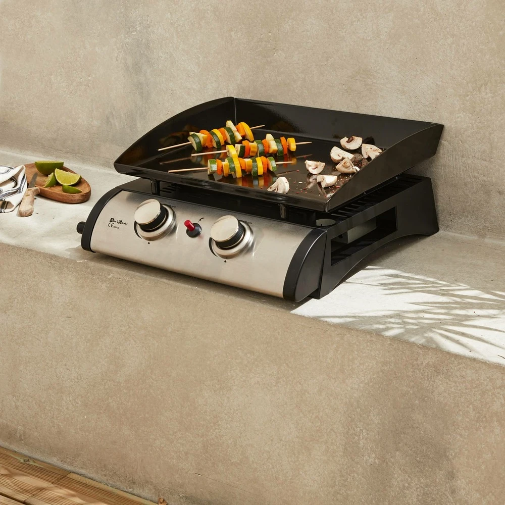 Plancha Au Gaz 2 Brûleurs - Porthos - 5 Kw. Barbecue. Cuisine Extérieure. Plaque émaillée. Inox 4 Plancha Au Gaz 2 Brûleurs - Porthos - 5 Kw. Barbecue. Cuisine Extérieure. Plaque émaillée. Inox – Image 2