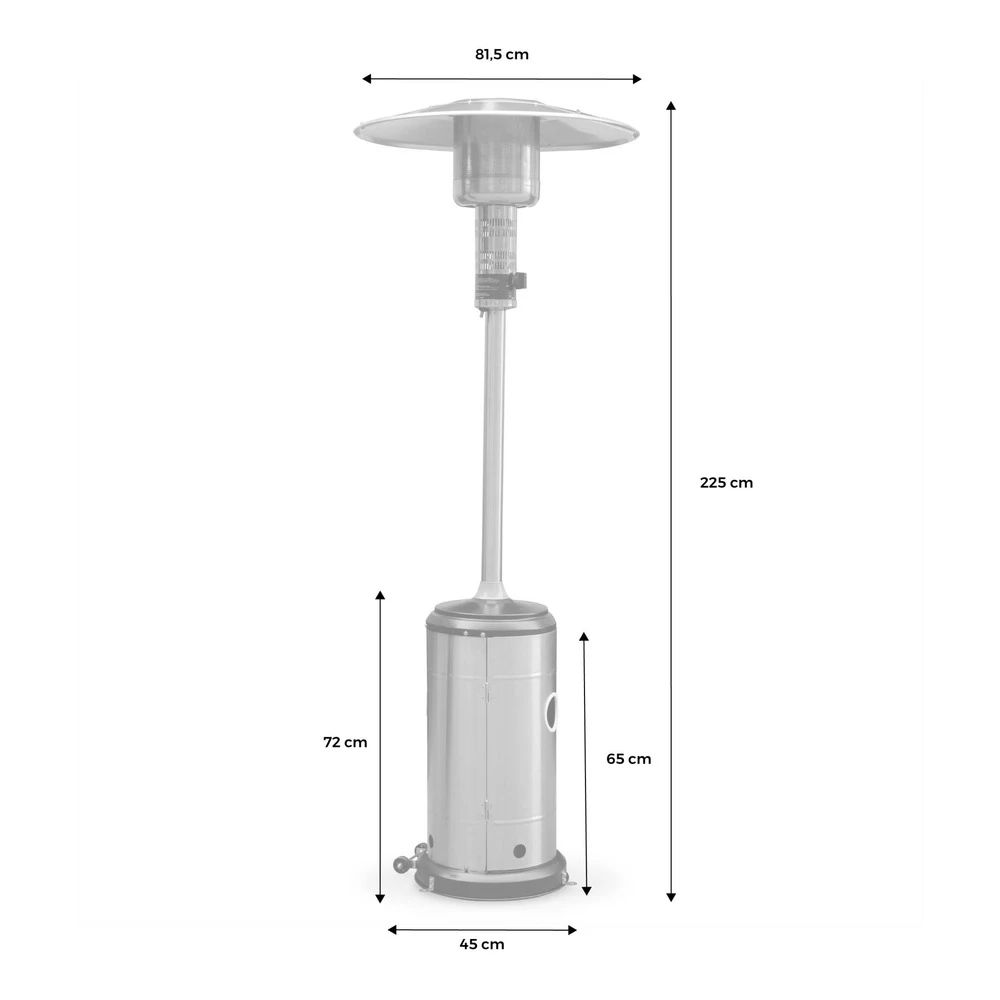 Lot De 2 Chauffages Extérieur à Gaz Gris. Parasols Chauffants De Terrasse Finland 12.5kw Avec Roulettes 9 Lot De 2 Chauffages Extérieur à Gaz Gris. Parasols Chauffants De Terrasse Finland 12.5kw Avec Roulettes – Image 7