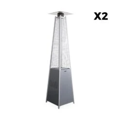 Lot De 2 Parasols Chauffants Gaz Pyramide. Gris Clair. Véritable Flamme. Roulettes Incluses -Promos Le Jardin Vivant Magasin 648318a68d2ca4.38313036