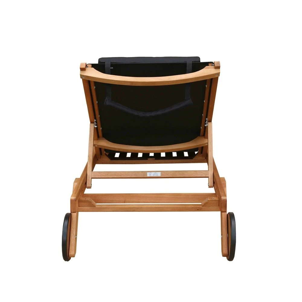 Lot De 2 Bains De Soleil Avec Coussin Et Tablette En Bois Noir 6 Lot De 2 Bains De Soleil Avec Coussin Et Tablette En Bois Noir – Image 4