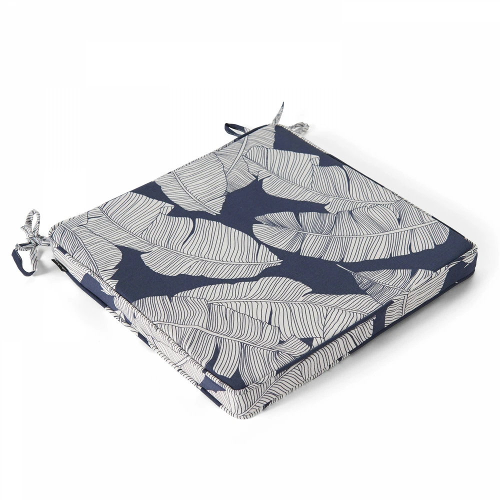 Lot De 4 Galettes De Chaise Polyester Abaca Bleu 40x40x3 Cm 4 Lot De 4 Galettes De Chaise Polyester Abaca Bleu 40x40x3 Cm – Image 2