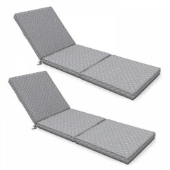 Lot De 2 Coussins Bain De Soleil Polyester Gris 186x60x5 Cm