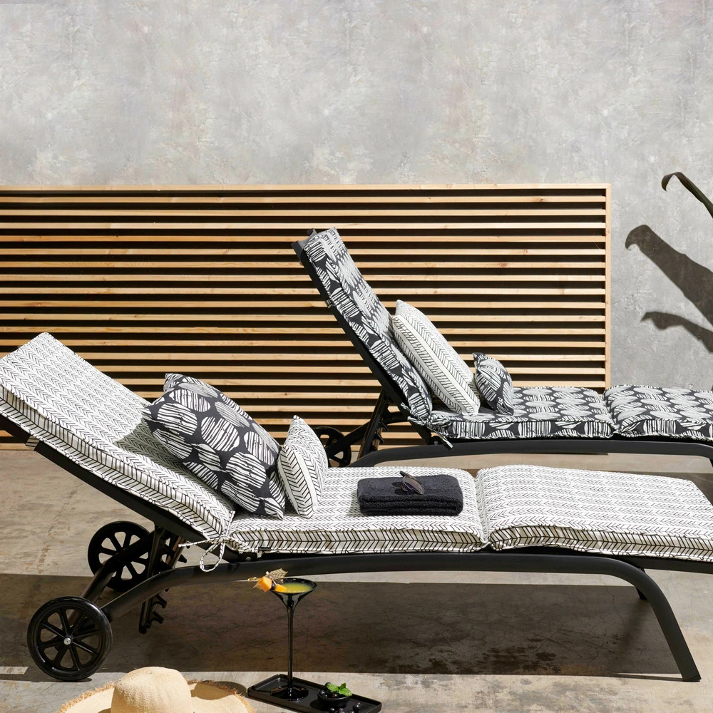 Coussin Bain De Soleil Polyester Blanc Et Noir 186 X 60 X 5 Cm 5 Coussin Bain De Soleil Polyester Blanc Et Noir 186 X 60 X 5 Cm – Image 3