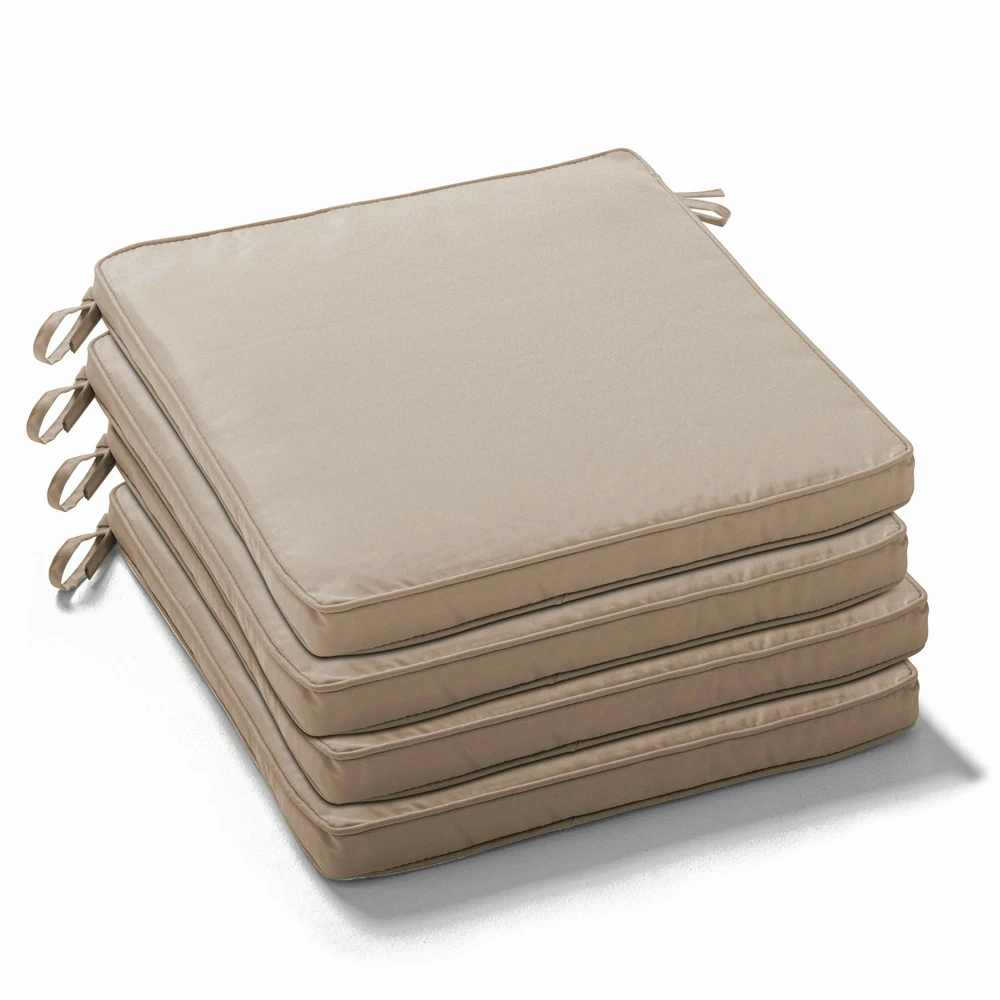 Lot De 4 Galettes De Chaise Polyester Taupe 40x40x3 Cm 3 Lot De 4 Galettes De Chaise Polyester Taupe 40x40x3 Cm