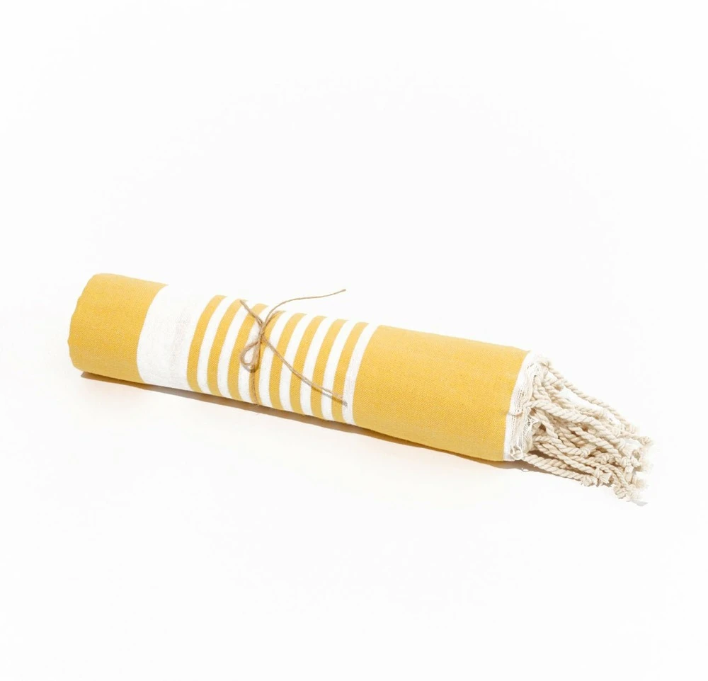 Fouta En Coton Arthur 100x200cm Jaune 5 Fouta En Coton Arthur 100x200cm Jaune – Image 3