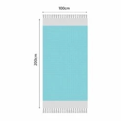 Fouta En Coton Petit Losange 100x200cm Turquoise -Promos Le Jardin Vivant Magasin 648b552d754425.52315910