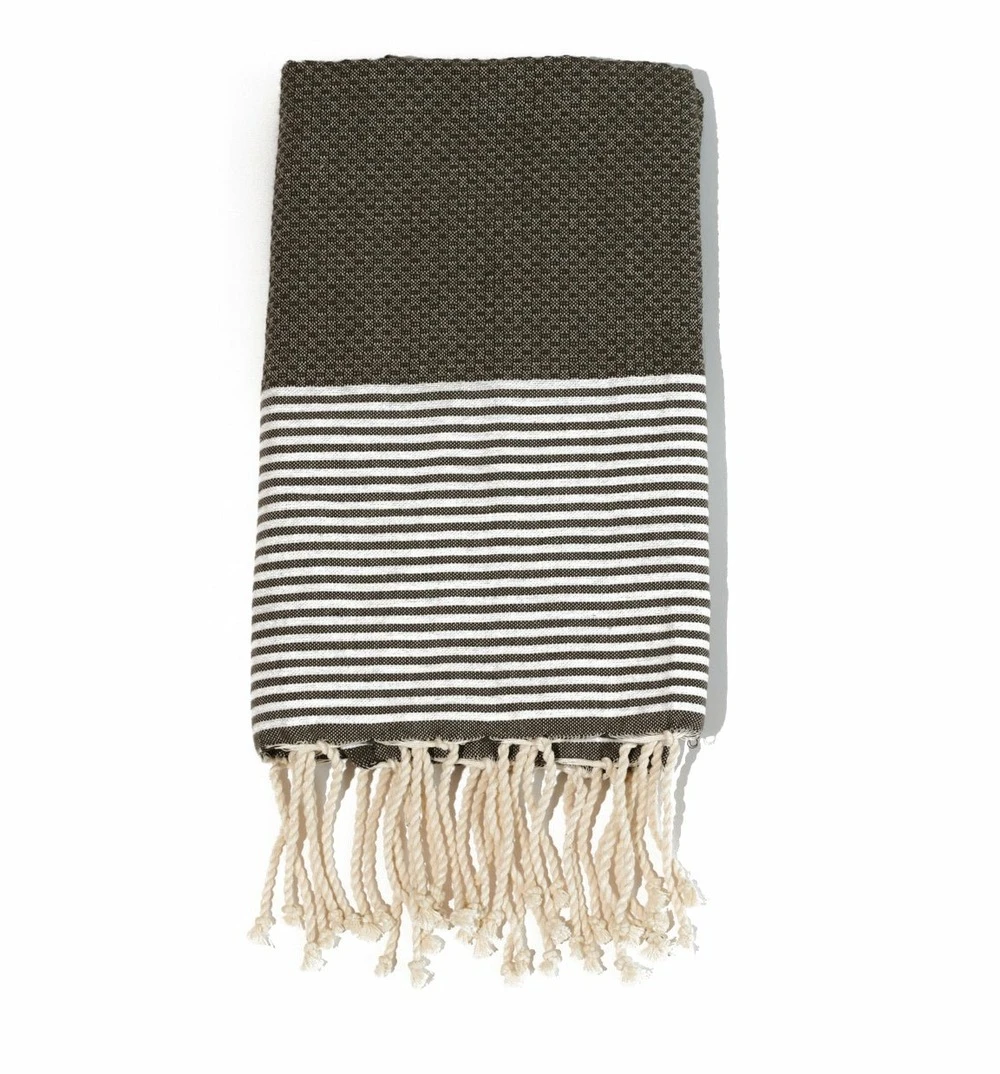 Fouta En Coton Tissage Nid D'abeille Ziwane 100x200cm Gris Foncé 3 Fouta En Coton Tissage Nid D'abeille Ziwane 100x200cm Gris Foncé