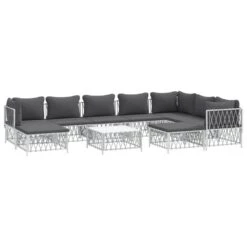 VIDAXL Salon De Jardin Avec Coussins 10 Pcs Blanc Acier -Promos Le Jardin Vivant Magasin 648c40c80e1300.64575034
