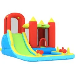 Happy Hop Château Gonflable Avec Toboggan Et Piscine 298x400x221 Cm -Promos Le Jardin Vivant Magasin 648c445731b741.55965624