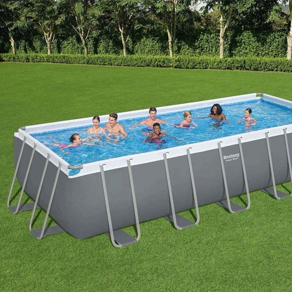 Piscine Tubulaire Hors Sol Vostok Grise Bestway. Rectangulaire 6x3m Avec Bâche De Protection. Filtre. Échelle De Sécurité Et Kit De 4 Piscine Tubulaire Hors Sol Vostok Grise Bestway. Rectangulaire 6x3m Avec Bâche De Protection. Filtre. Échelle De Sécurité Et Kit De – Image 2