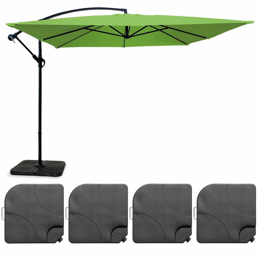 Parasol Déporté 3x3m Et 4 Dalles à Remplir Aluminium Vert 3 Parasol Déporté 3x3m Et 4 Dalles à Remplir Aluminium Vert