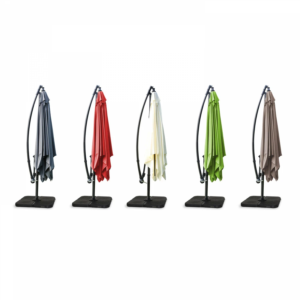 Parasol Déporté 3x3m Et 4 Dalles à Remplir Aluminium Vert 7 Parasol Déporté 3x3m Et 4 Dalles à Remplir Aluminium Vert – Image 5