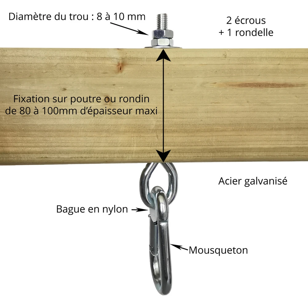 Lot De 2 Crochets Avec Mousquetons Pour Agrès 4 Lot De 2 Crochets Avec Mousquetons Pour Agrès – Image 2