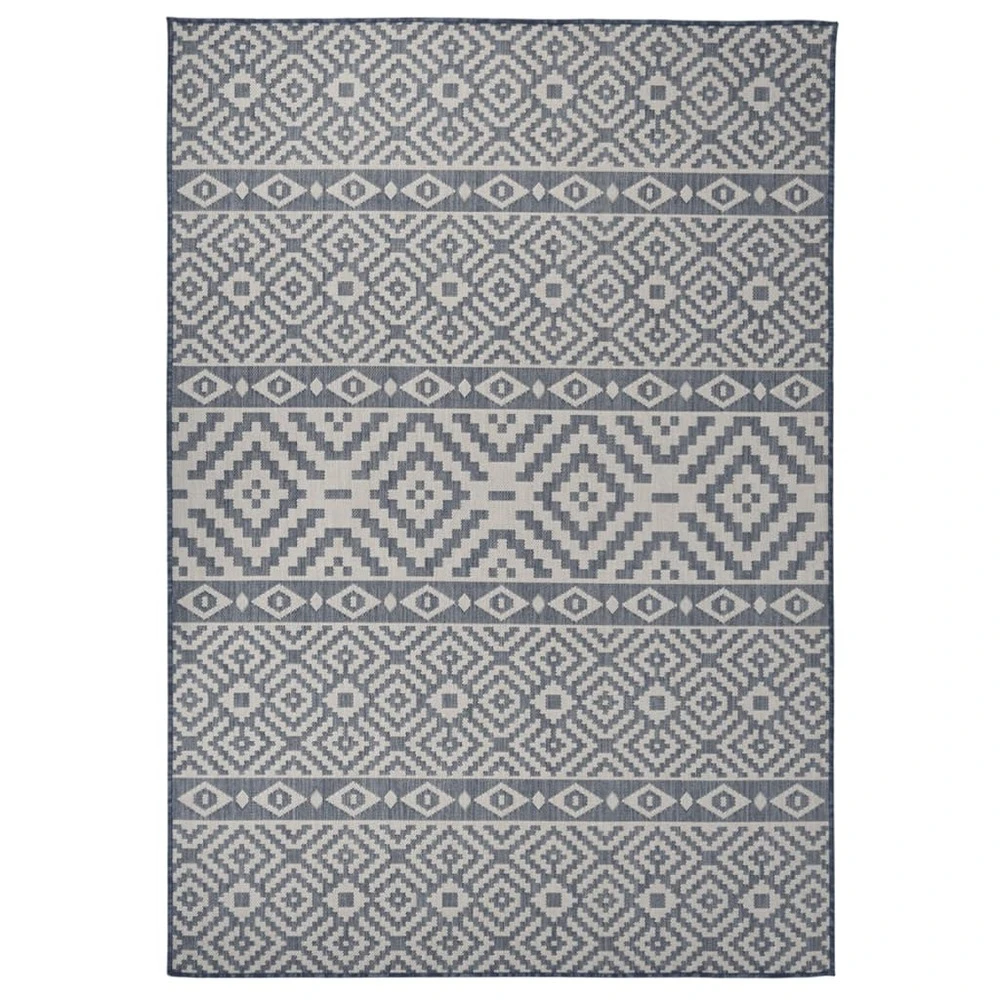 VIDAXL Tapis à Tissage Plat D'extérieur 160x230 Cm Rayures Bleues 3 VIDAXL Tapis à Tissage Plat D'extérieur 160x230 Cm Rayures Bleues