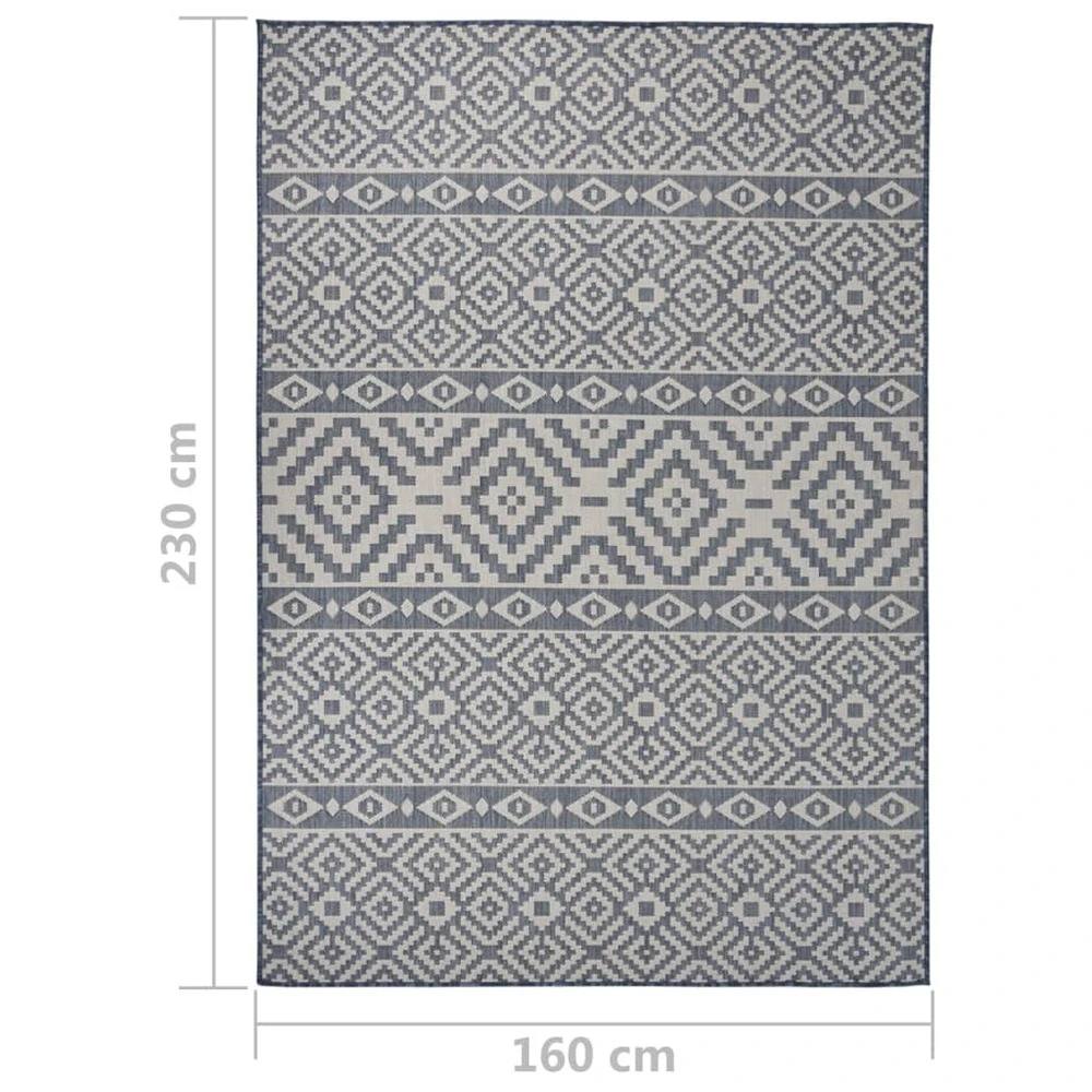 VIDAXL Tapis à Tissage Plat D'extérieur 160x230 Cm Rayures Bleues 8 VIDAXL Tapis à Tissage Plat D'extérieur 160x230 Cm Rayures Bleues – Image 6