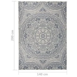 VIDAXL Tapis à Tissage Plat D'extérieur 140x200 Cm Motif Bleu -Promos Le Jardin Vivant Magasin 6494a153b2b4d9.76910287