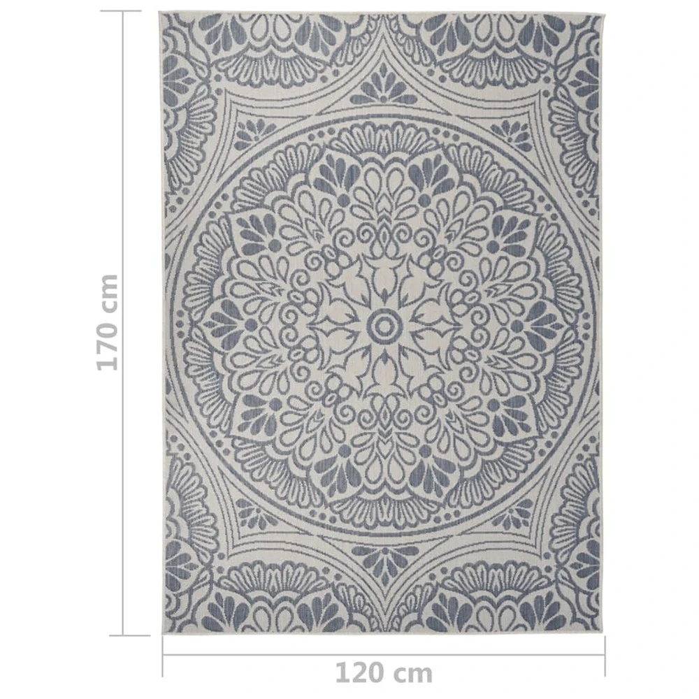 VIDAXL Tapis à Tissage Plat D'extérieur 120x170 Cm Motif Bleu 8 VIDAXL Tapis à Tissage Plat D'extérieur 120x170 Cm Motif Bleu – Image 6