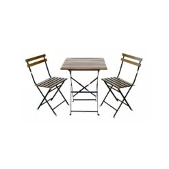 Kit Mobilier De Jardin Table+ 2 Chaises Pilante Kz Garden Bois Et Acier Jardin Terrasse