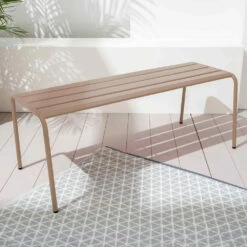 Banc De Jardin En Acier Taupe -Promos Le Jardin Vivant Magasin 6494abcf126be3.70048365