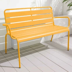 Banc De Jardin En Métal Jaune -Promos Le Jardin Vivant Magasin 6494abd2df59d0.18989579