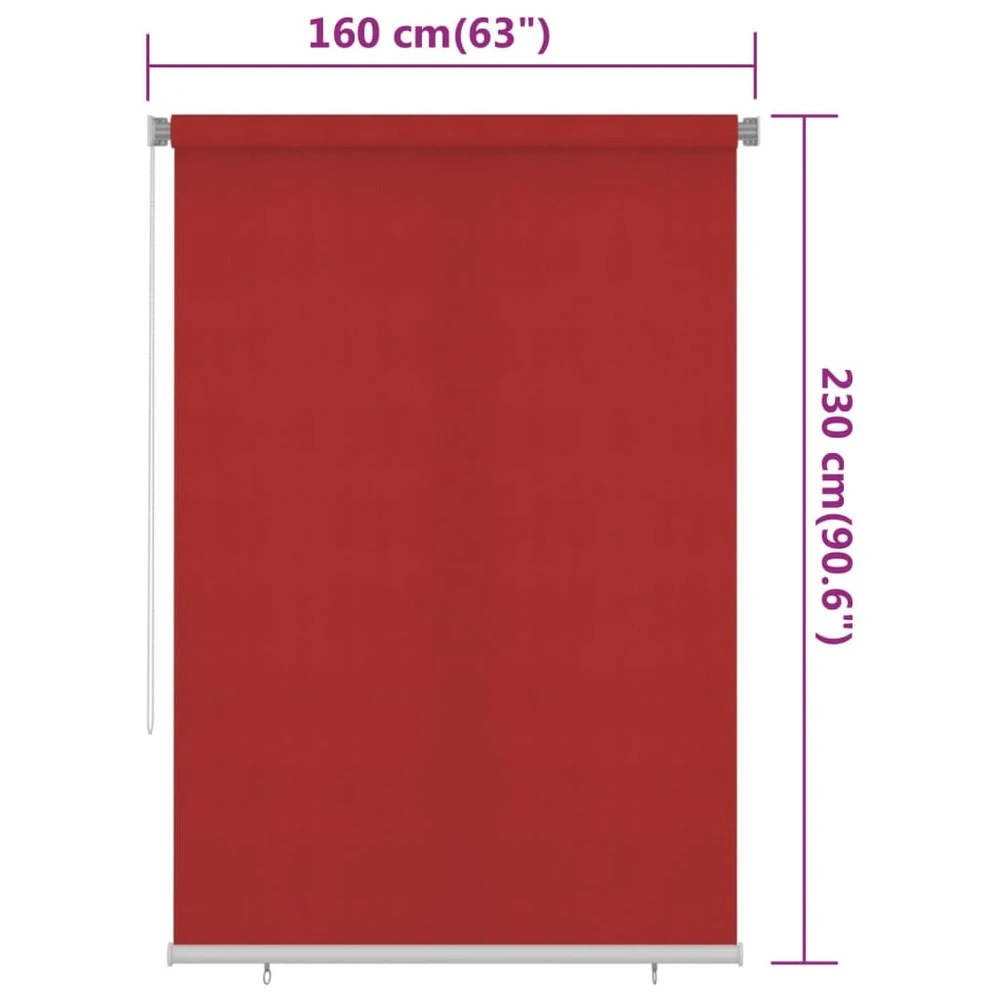VIDAXL Store Roulant D'extérieur 160x230 Cm Rouge Pehd 8 VIDAXL Store Roulant D'extérieur 160x230 Cm Rouge Pehd – Image 6