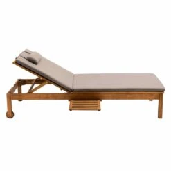 Bain De Soleil Avec Coussin Et Tablette En Bois Taupe -Promos Le Jardin Vivant Magasin 6496c96edf0847.64350029