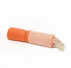 Fouta En Coton Tissage Nid D'abeille Ziwane 100x200cm Orange -Promos Le Jardin Vivant Magasin 649911111fa572.89089073
