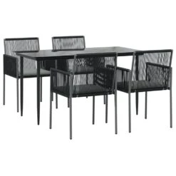 VIDAXL Ensemble à Dîner De Jardin Coussins 5 Pcs Noir Rotin Et Acier -Promos Le Jardin Vivant Magasin 64999d8ec7c852.61708622