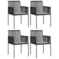 VIDAXL Ensemble à Dîner De Jardin Coussins 5 Pcs Noir Rotin Et Acier -Promos Le Jardin Vivant Magasin 64999d8ed1ce65.67838442