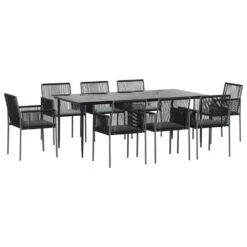 VIDAXL Ensemble à Dîner De Jardin 9 Pcs Coussins Noir Rotin Et Acier -Promos Le Jardin Vivant Magasin 64999d9c98e699.98474594