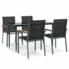 VIDAXL Ensemble à Manger De Jardin 5 Pcs Noir Textilène Et Acier -Promos Le Jardin Vivant Magasin 64999dceebbdf2.80922321