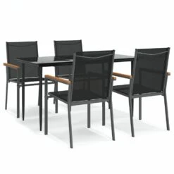 VIDAXL Ensemble à Manger De Jardin 5 Pcs Noir Textilène Et Acier