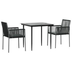 VIDAXL Ensemble à Dîner De Jardin Coussins 3 Pcs Noir Rotin Et Acier 11 VIDAXL Ensemble à Dîner De Jardin Coussins 3 Pcs Noir Rotin Et Acier -Promos Le Jardin Vivant Magasin 6499a0f68c3368.45781832