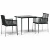 VIDAXL Ensemble à Dîner De Jardin Coussins 3 Pcs Noir Rotin Et Acier -Promos Le Jardin Vivant Magasin 6499a0f69a02a1.22828617