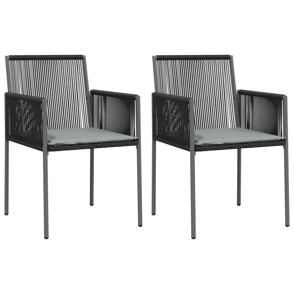VIDAXL Ensemble à Dîner De Jardin Coussins 3 Pcs Noir Rotin Et Acier 6 VIDAXL Ensemble à Dîner De Jardin Coussins 3 Pcs Noir Rotin Et Acier – Image 4