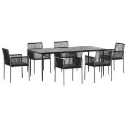 VIDAXL Ensemble à Dîner De Jardin Coussins 7 Pcs Noir Rotin Et Acier -Promos Le Jardin Vivant Magasin 6499a0fef2e2c2.99515355