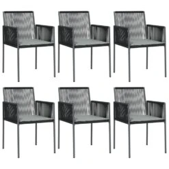VIDAXL Ensemble à Dîner De Jardin Coussins 7 Pcs Noir Rotin Et Acier -Promos Le Jardin Vivant Magasin 6499a0ff0208e1.53191988