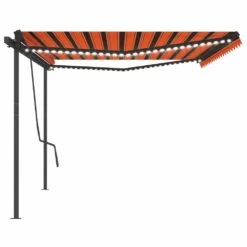 VIDAXL Auvent Manuel Rétractable Avec Led 5x3,5 M Orange Et Marron -Promos Le Jardin Vivant Magasin 7074f735596a3660