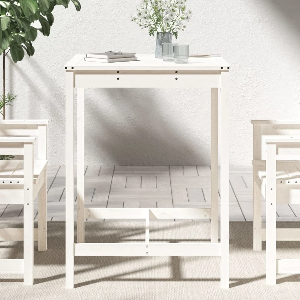 VIDAXL Table De Jardin Blanc 82,5x82,5x110 Cm Bois Massif De Pin 5 VIDAXL Table De Jardin Blanc 82,5x82,5x110 Cm Bois Massif De Pin – Image 3