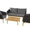 Salon De Jardin MAYA En Bois Noir - 1 Canapé, 1 Table, 2 Fauteuils -Promos Le Jardin Vivant Magasin 874236 001