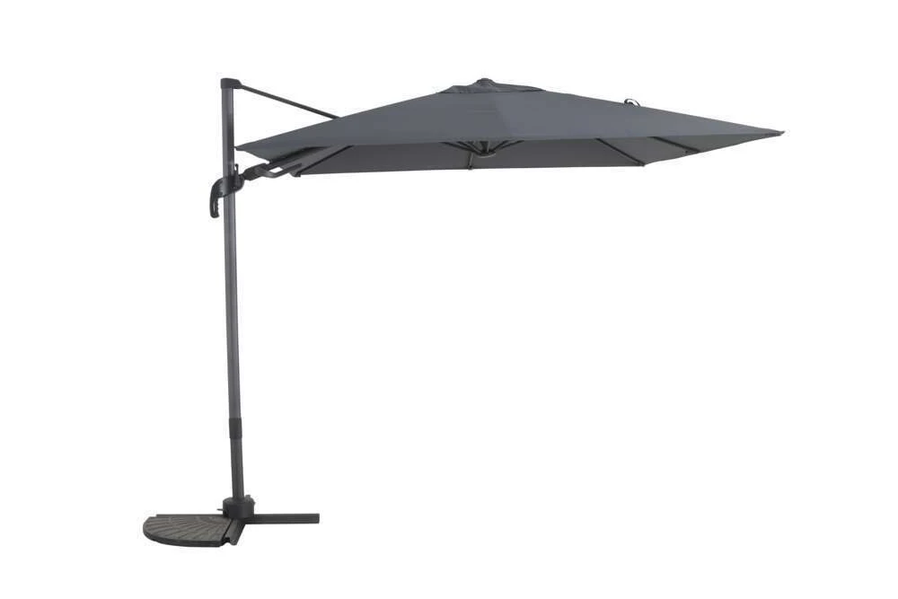 Parasol Samos En Toile Anthracite Avec Mât Inclinable - 250x250 Cm 3 Parasol Samos En Toile Anthracite Avec Mât Inclinable - 250x250 Cm