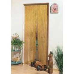 Rideau De Porte Avec Bâtonnets En Bois Vernis - 90x200 Cm -Promos Le Jardin Vivant Magasin 883912 002